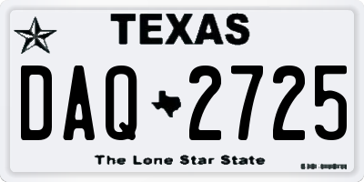 TX license plate DAQ2725