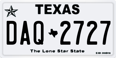 TX license plate DAQ2727