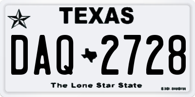TX license plate DAQ2728