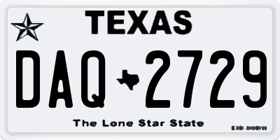 TX license plate DAQ2729