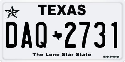 TX license plate DAQ2731