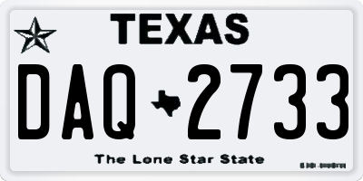 TX license plate DAQ2733
