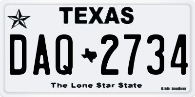 TX license plate DAQ2734
