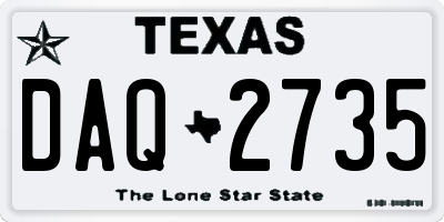 TX license plate DAQ2735