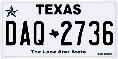 TX license plate DAQ2736