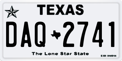 TX license plate DAQ2741
