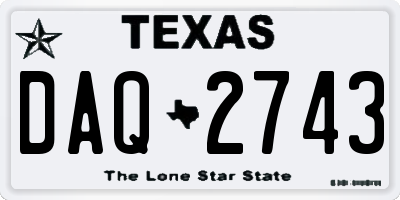 TX license plate DAQ2743