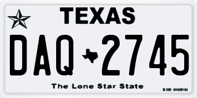 TX license plate DAQ2745