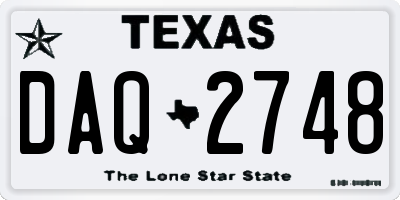 TX license plate DAQ2748