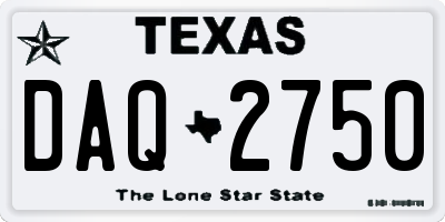 TX license plate DAQ2750