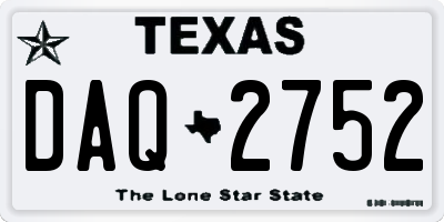 TX license plate DAQ2752