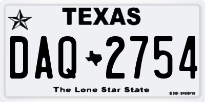 TX license plate DAQ2754