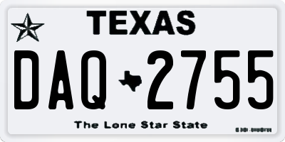 TX license plate DAQ2755