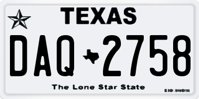 TX license plate DAQ2758