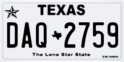 TX license plate DAQ2759