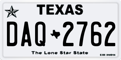TX license plate DAQ2762