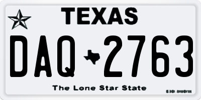 TX license plate DAQ2763