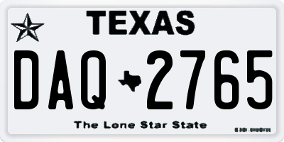 TX license plate DAQ2765