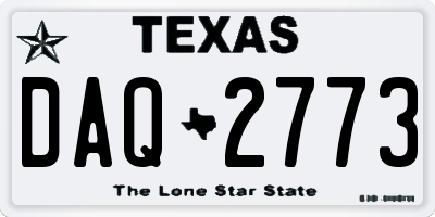 TX license plate DAQ2773