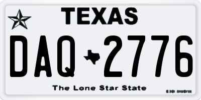 TX license plate DAQ2776