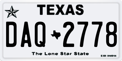 TX license plate DAQ2778