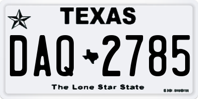 TX license plate DAQ2785