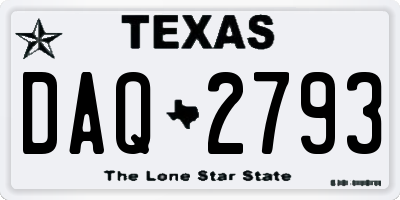TX license plate DAQ2793