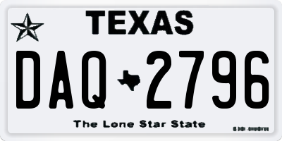 TX license plate DAQ2796