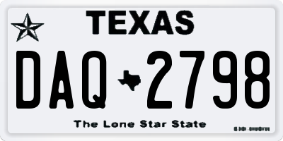TX license plate DAQ2798