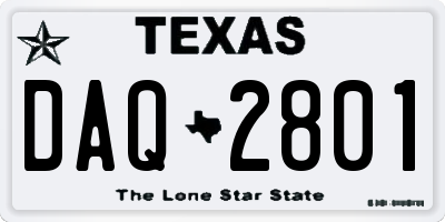TX license plate DAQ2801