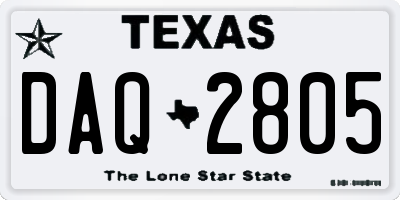 TX license plate DAQ2805