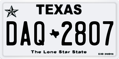 TX license plate DAQ2807