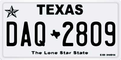 TX license plate DAQ2809