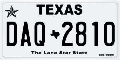 TX license plate DAQ2810
