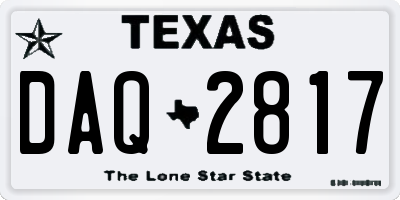 TX license plate DAQ2817