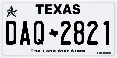 TX license plate DAQ2821