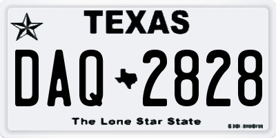 TX license plate DAQ2828