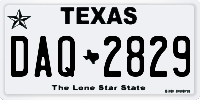 TX license plate DAQ2829
