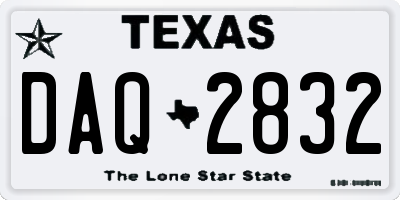 TX license plate DAQ2832