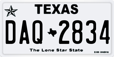 TX license plate DAQ2834