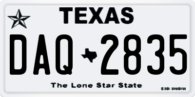 TX license plate DAQ2835