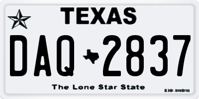 TX license plate DAQ2837