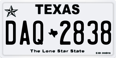 TX license plate DAQ2838
