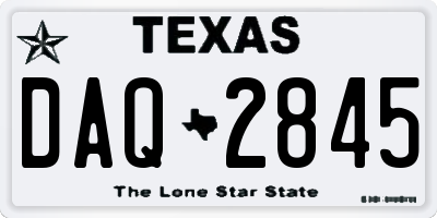 TX license plate DAQ2845