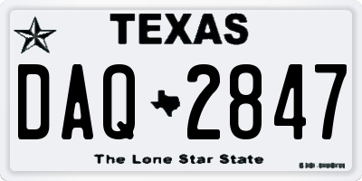 TX license plate DAQ2847