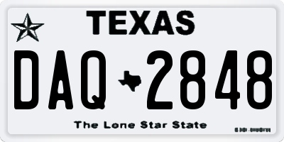 TX license plate DAQ2848