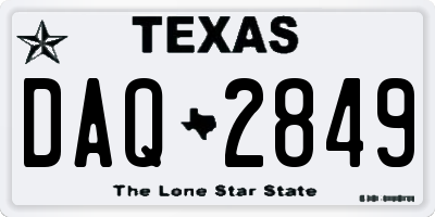 TX license plate DAQ2849