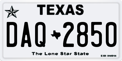 TX license plate DAQ2850