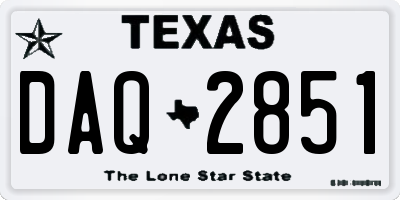 TX license plate DAQ2851