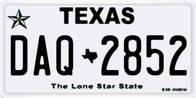 TX license plate DAQ2852